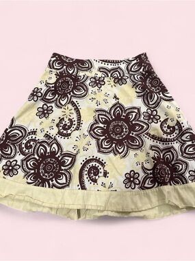My Michelle Cream and Brown Floral A-Line Skirt